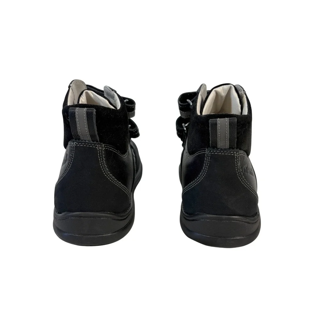 Memo Polo Orthopedic Boots Kids Size 35 3.5 Black Leather Triple Strap High Top